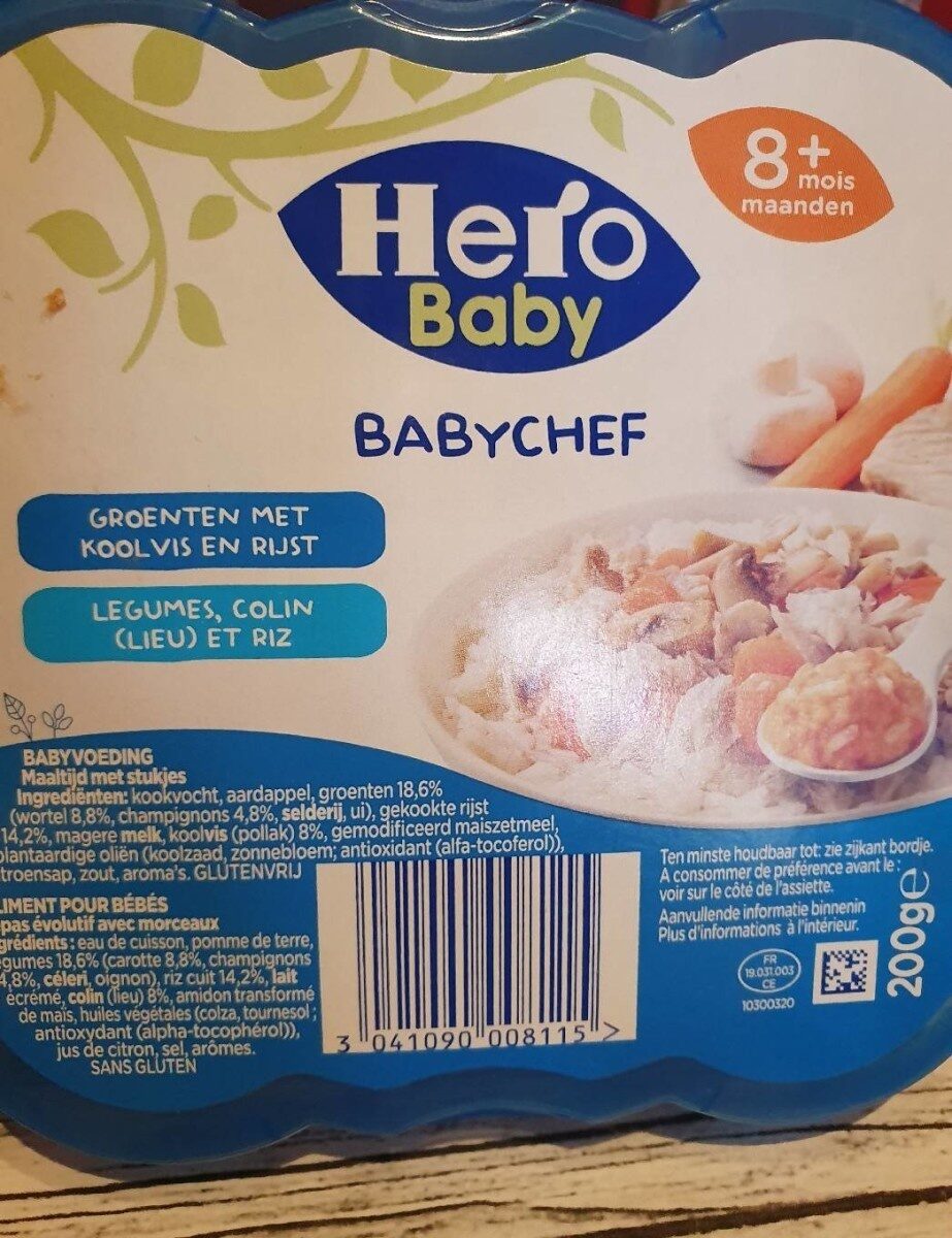 Babychef légumes colin et riz 8+ - Produit