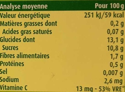 BLEDINA POTS FRUITS Pommes Bananes 4x130g Dès 4/6 Mois - Nutrition facts - fr
