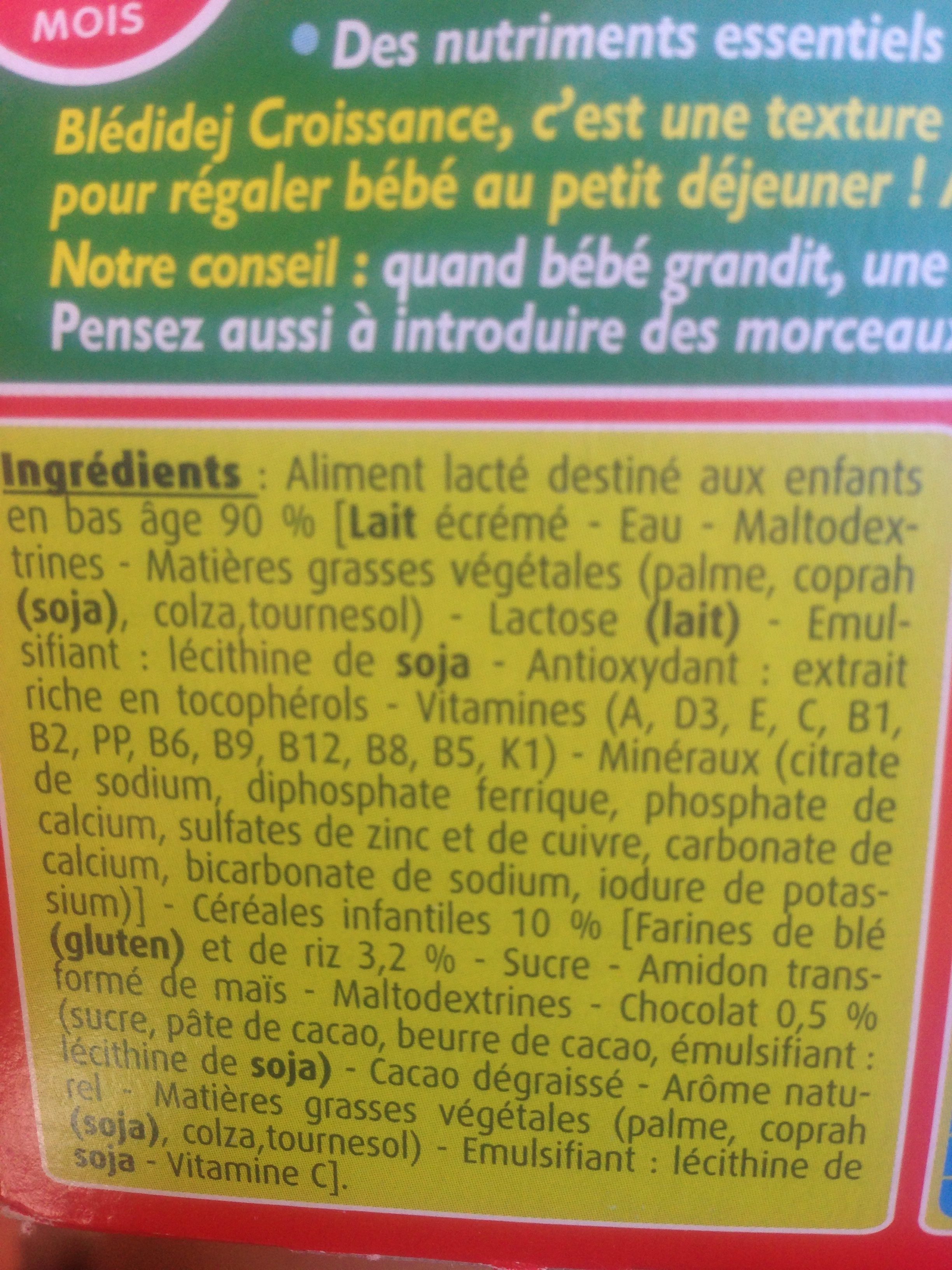 Bledidej Croissance Choco Saveur Banane , Dès 12 Mois, - Ingrédients