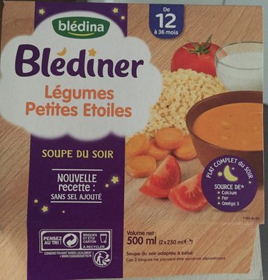 Blédiner, légumes petites étoiles - Soupe du soir - Produit