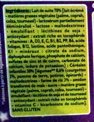 Blediner - Mon repas complet du soir aux courgettes - Ingrediënten - fr