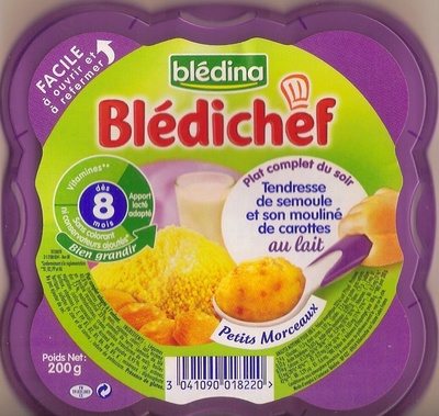Blédichef - Tendresse de semoule et son mouliné de carottes au lait - Produit
