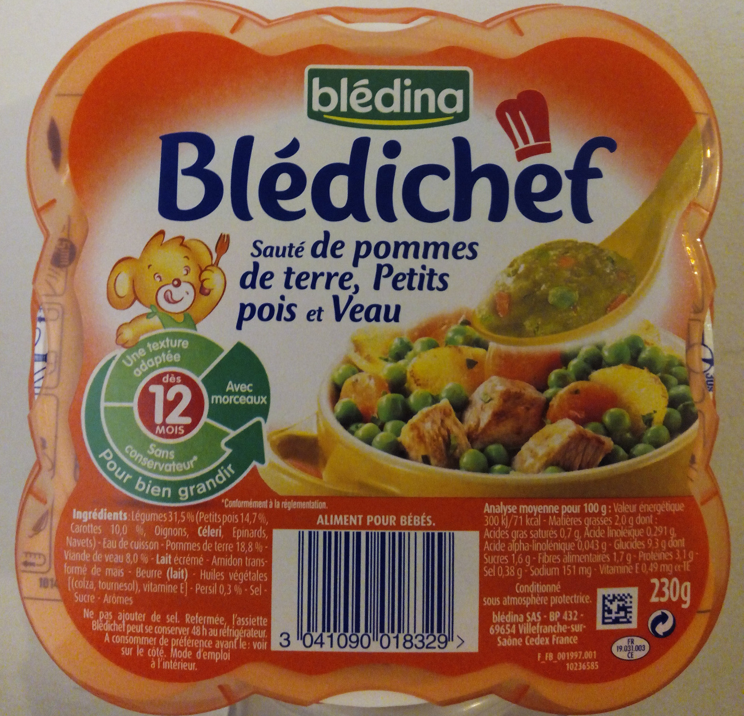 Blédichef Sauté de pommes de terre, Petits pois et Veau - Product - fr