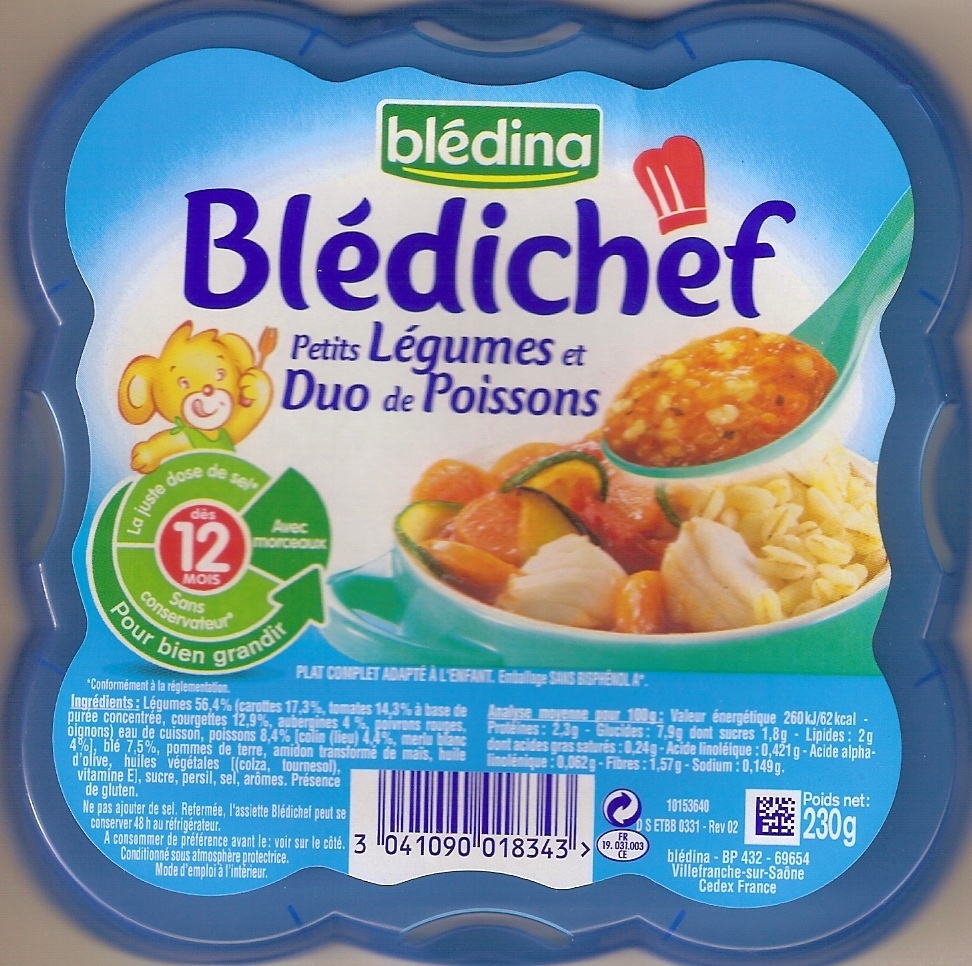 Blédichef - Cassolette de légumes et son duo de poissons - Petits légumes et Duo de Poissons - Product - fr