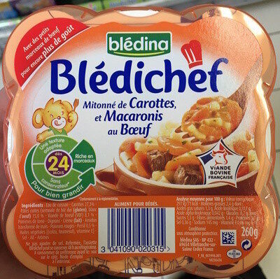 Blédichef, Mitonné de Carottes et Macaronis au Bœuf - Produit