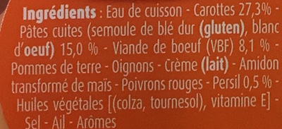 Blédichef, Mitonné de Carottes et Macaronis au Bœuf - Ingrédients
