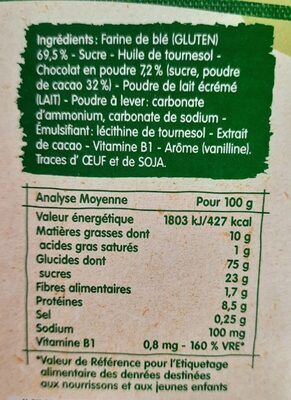 Mon 1er Biscuit au Chocolat - Nutrition facts - fr