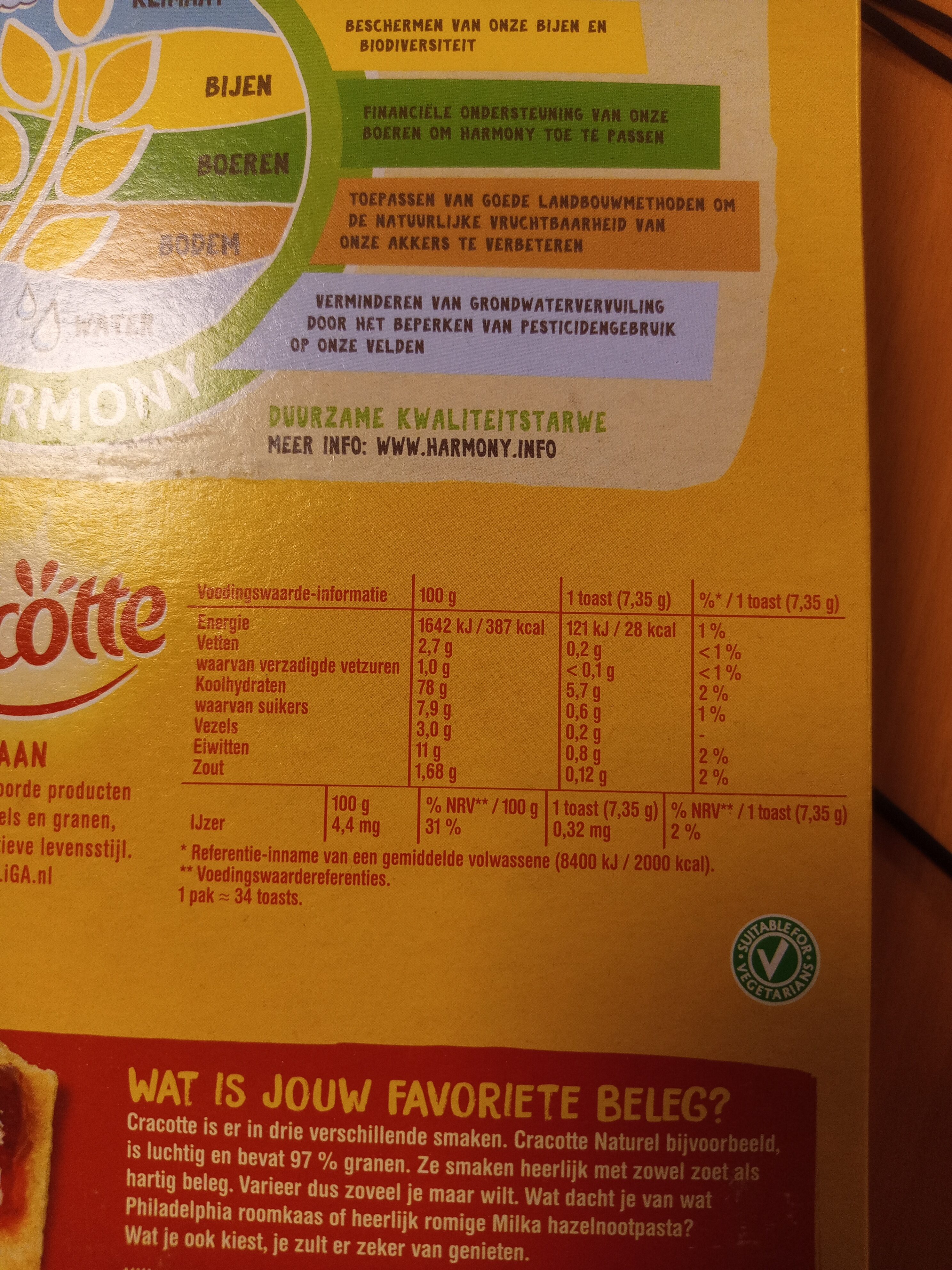 Lu - Cracotte Original Wheat Slices, 250g (8.8oz) - Voedingswaarden