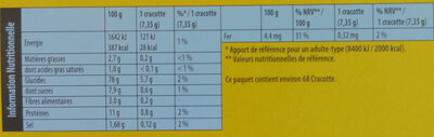 Cracotte original - Tableau nutritionnel