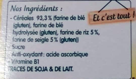 Blédine multicéréales - Ingredients - fr