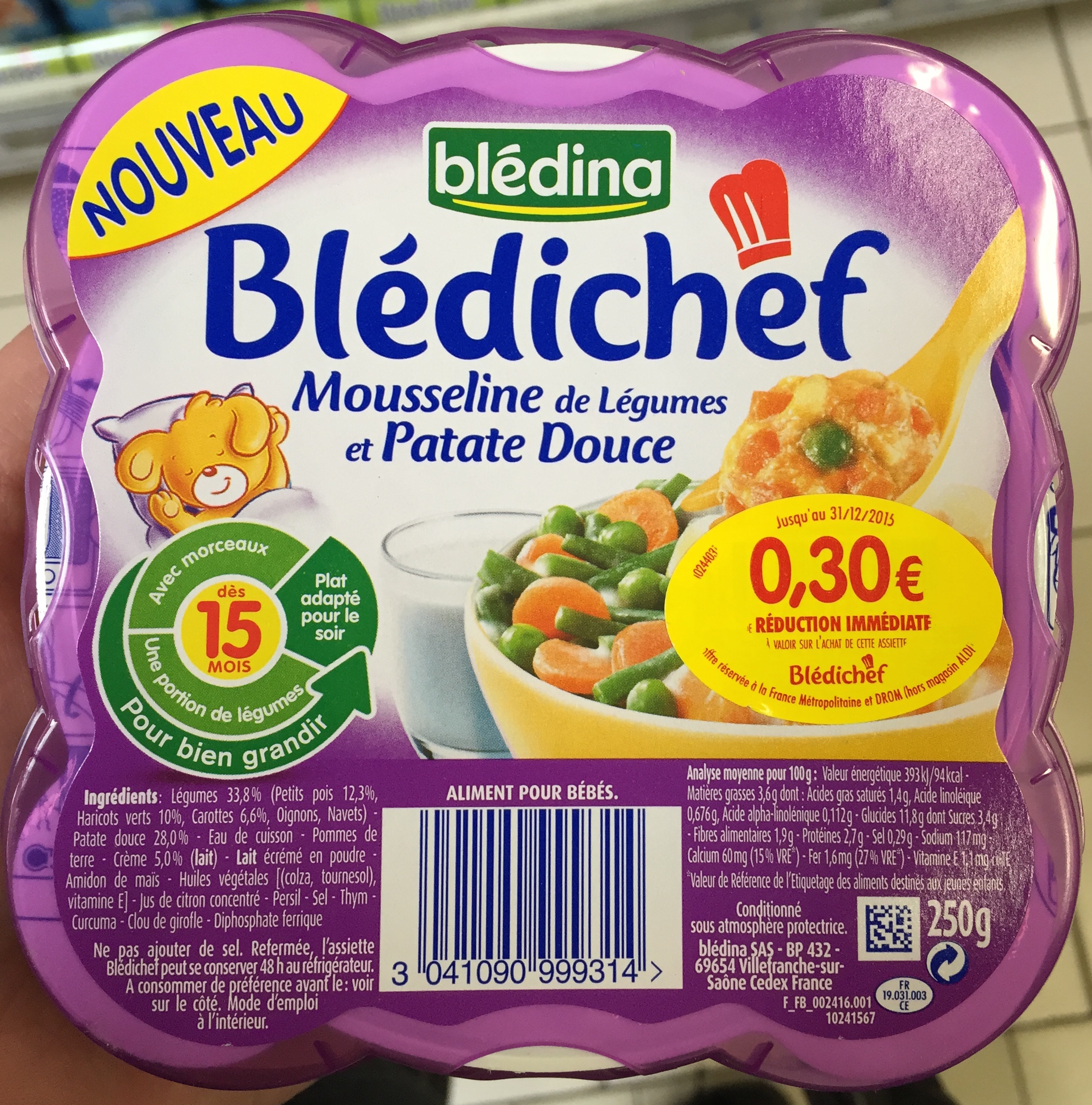 Blédichef Mousseline de légumes et patate douce - Produit