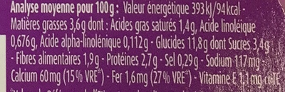Blédichef Mousseline de légumes et patate douce - Nutrition facts - fr
