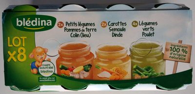 2 Carottes Semoule Dinde / 2 Petits Légumes Pommes de Terre Lieu / 4 Légumes Verts Poulet 8x200g - نتاج - fr