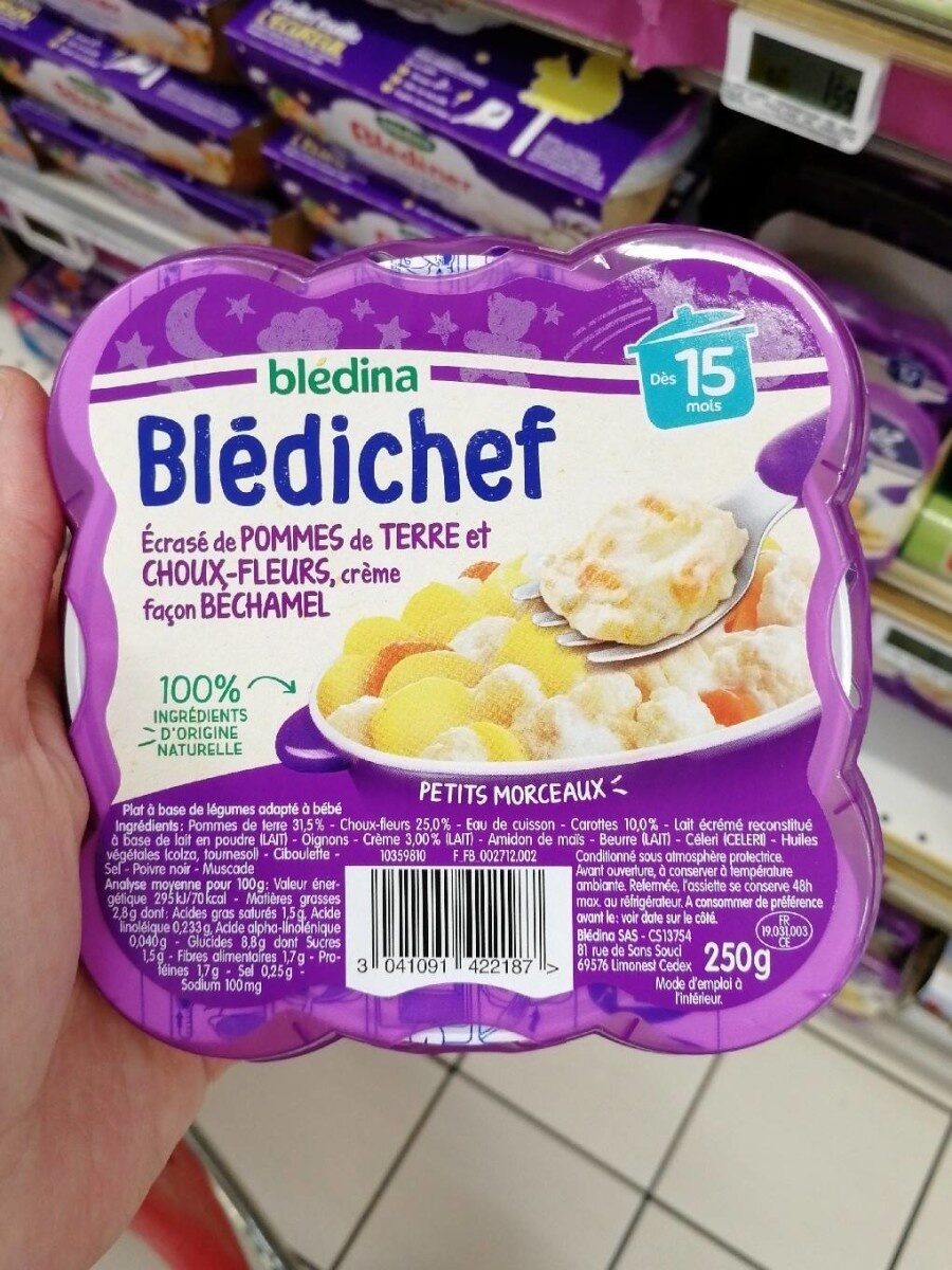 BLEDINA BLEDICHEF Ecrasé de Pommes de Terre et Choux-Fleurs, Crème Façon Béchamel 250g Dès 15 Mois - نتاج - fr