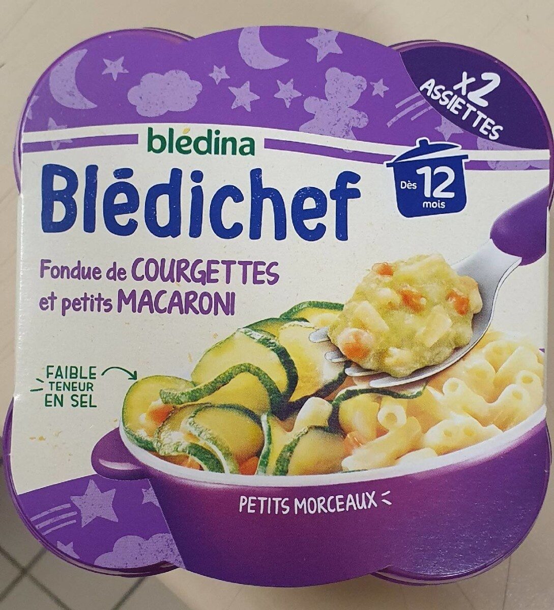 BLEDICHEF 2x230g Fondue de Courgettes et Petits Macaroni Dès 12 mois - Produit