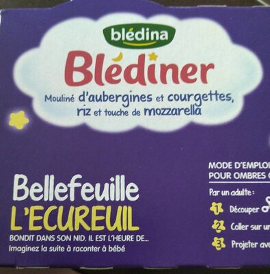 BLEDINA BLEDINER Mouliné d'Aubergines et Courgettes, Riz et Touche de Mozzarella 2x200g Dès 12 Mois - Produit