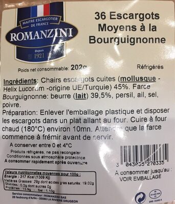 Escargots moyens a la bourguignonne - Produkt - fr