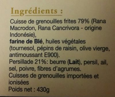 Cuisses de grenouilles à la persillade - Ingredients - fr