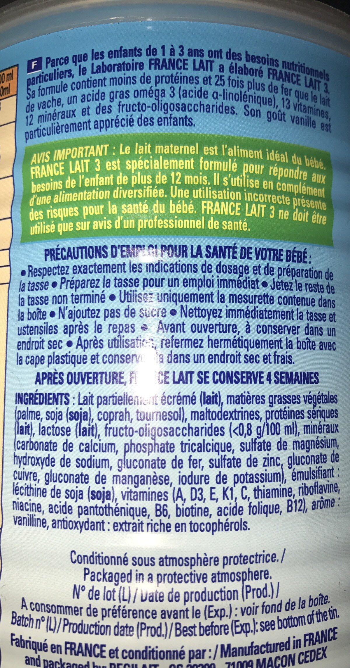 France lait - Ingredientes - fr