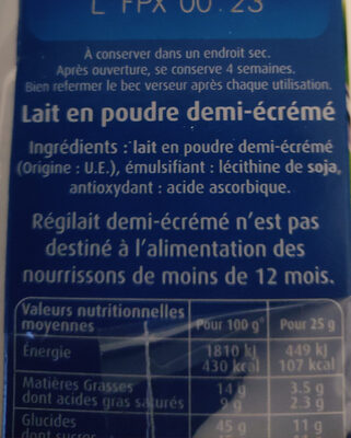 lait demi écrémé - Ingredienti - fr