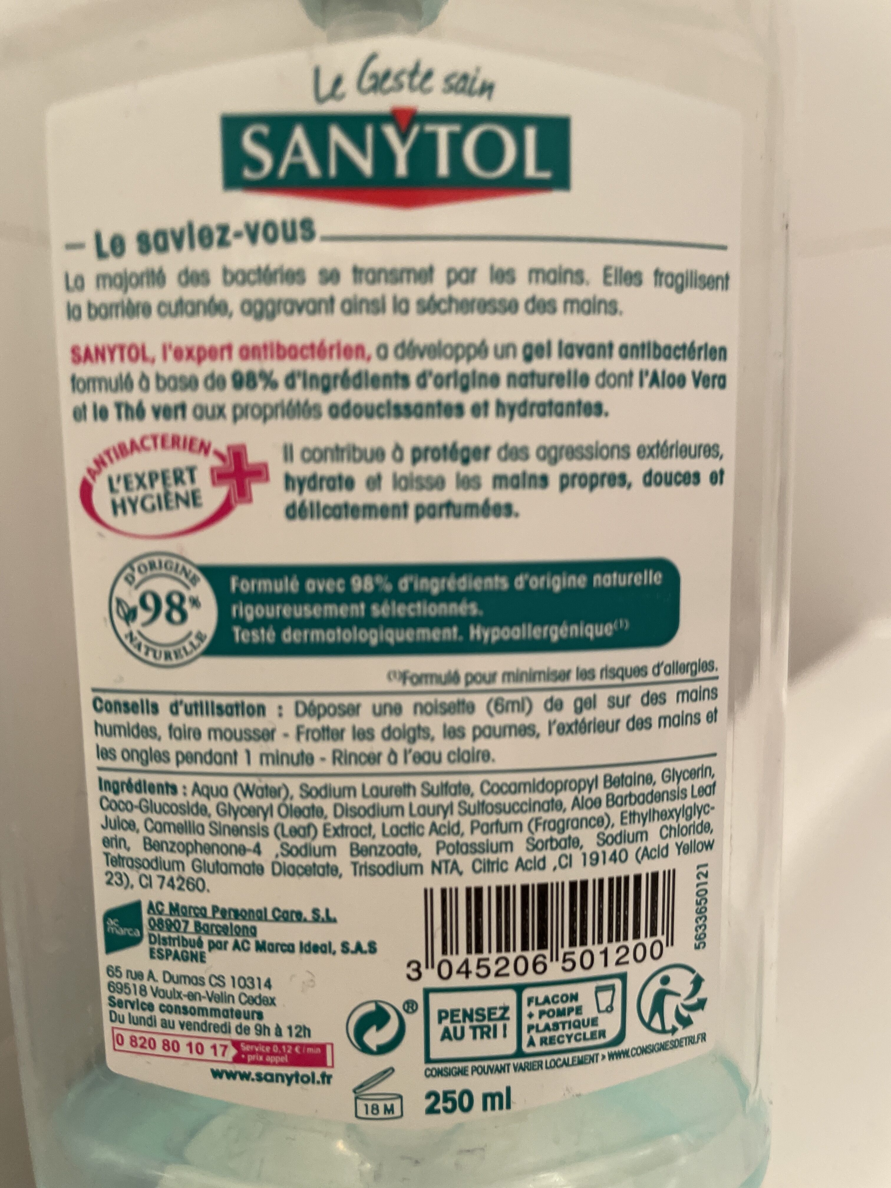 SANYTOL Gel mains anti bacterien - Produit
