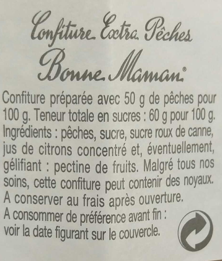 Bonner maman peches - Ingredienser - fr