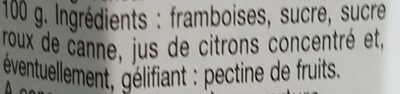 Confiture Framboises - Ingrediënten - fr