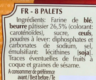 Palets Bretons Pur Beurre - Ingredients - fr