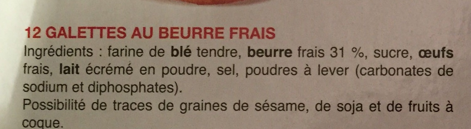 Galettes pur beurre - Ingredienser - fr