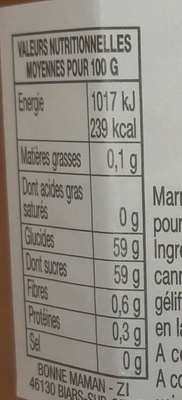 Marmelade Oranges🍊 Amères - Valori nutrizionali - fr
