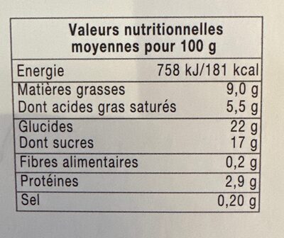 Tarte au citron meringuée - حقائق غذائية - fr