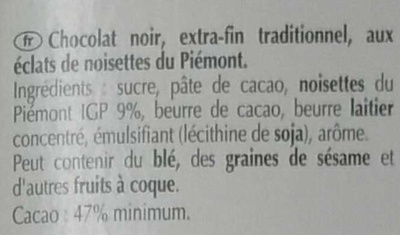Excellence Noisette du Piemont Noir - Ingredients - fr