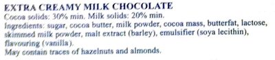 Excellence Extra Creamy Milk - Ingredients