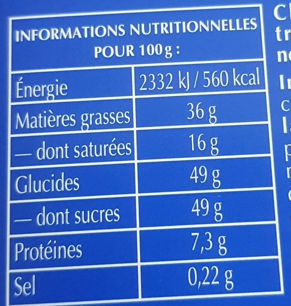 Lindt lait noisettes - Nutrition facts - fr