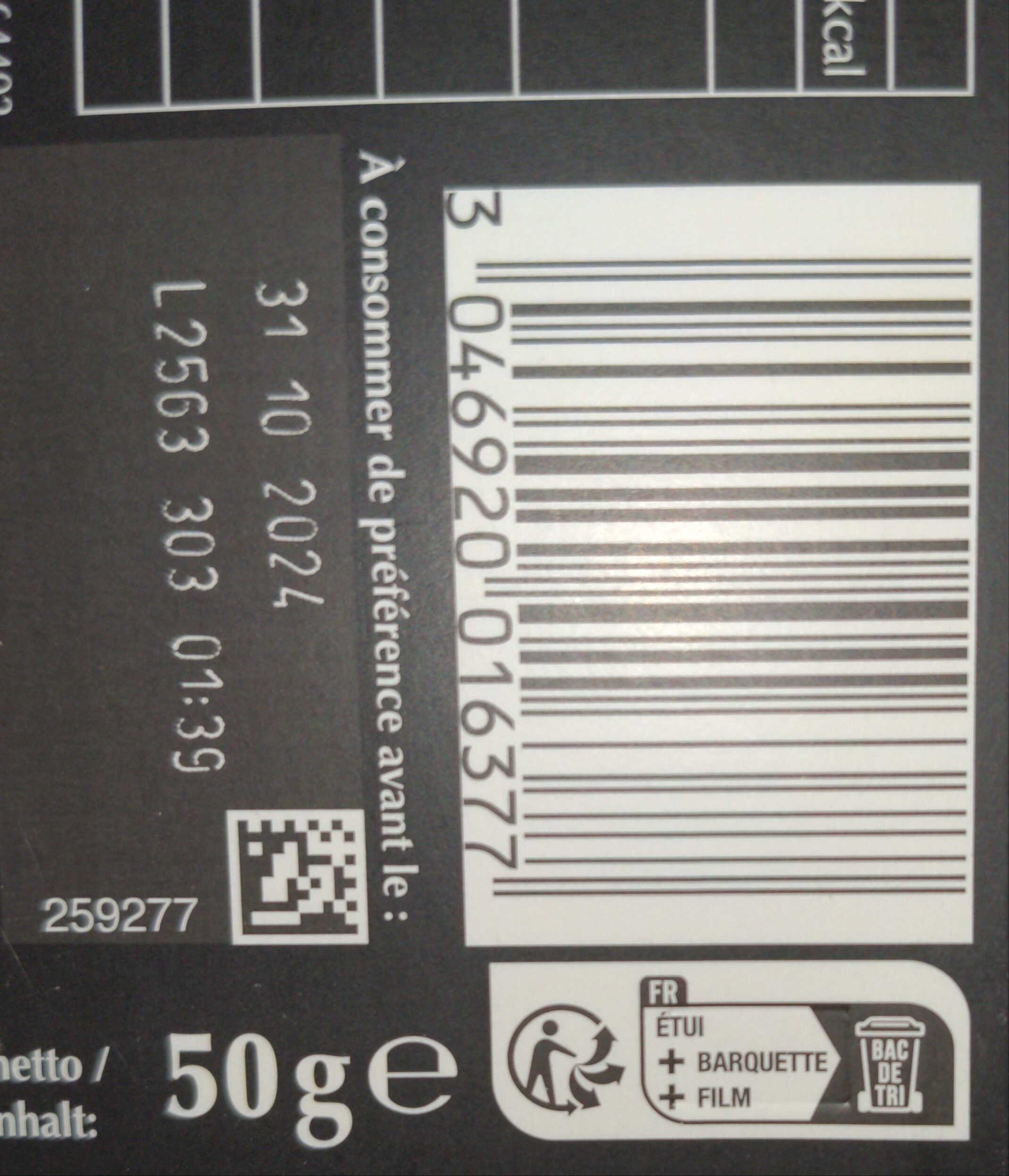 Excellence 100% cacao noir infini - Instruccions de reciclatge i/o informació d’embalatge - fr