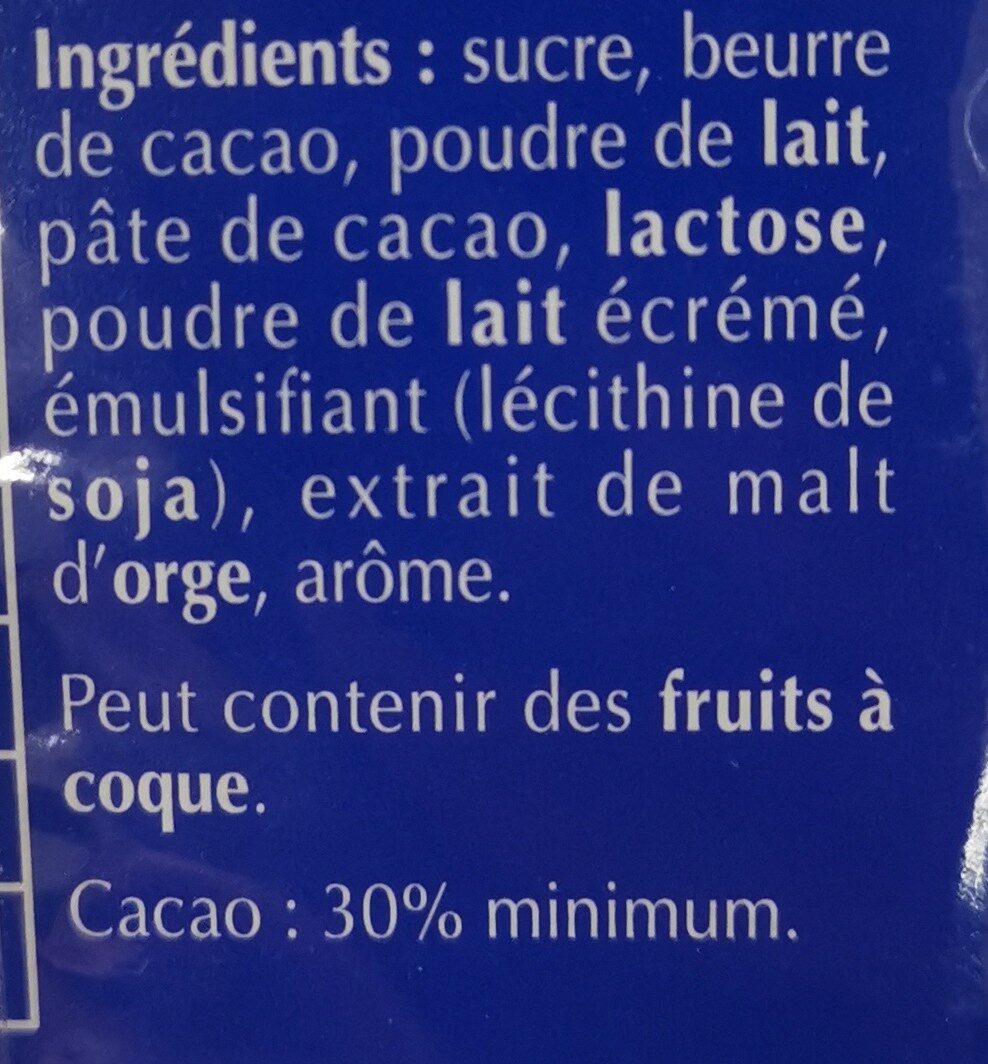 Chocolat au lait tablette - Ingredients - fr