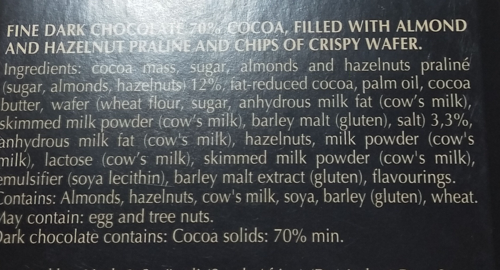 crispy wafer 70 % cocoa - Ingrediënten - en
