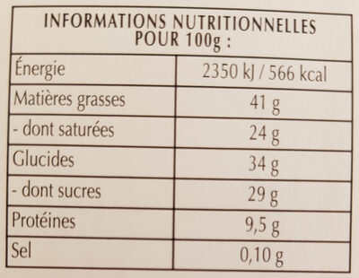 Excellence 70% Cacao Noir Intense - Información nutricional - fr