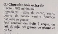 Lindt Excellence 70% cocoa - Ingrédients