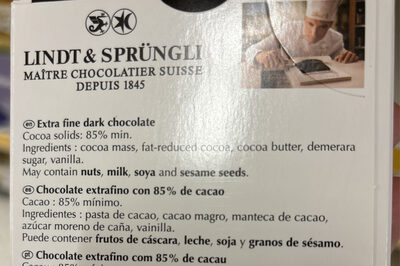 85% Cocoa Robust Dark Chocolate Bar - Ingrediënten - en