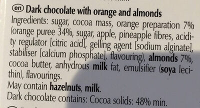 Orange intense dark chocolate - Ingredients