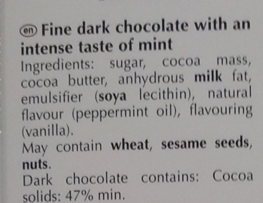 Excellence Mint Intense Dark - Ingredienser - en