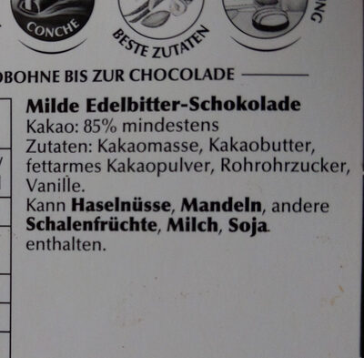 Excellence Doux 85% cacao - Noir délicat - Zutaten