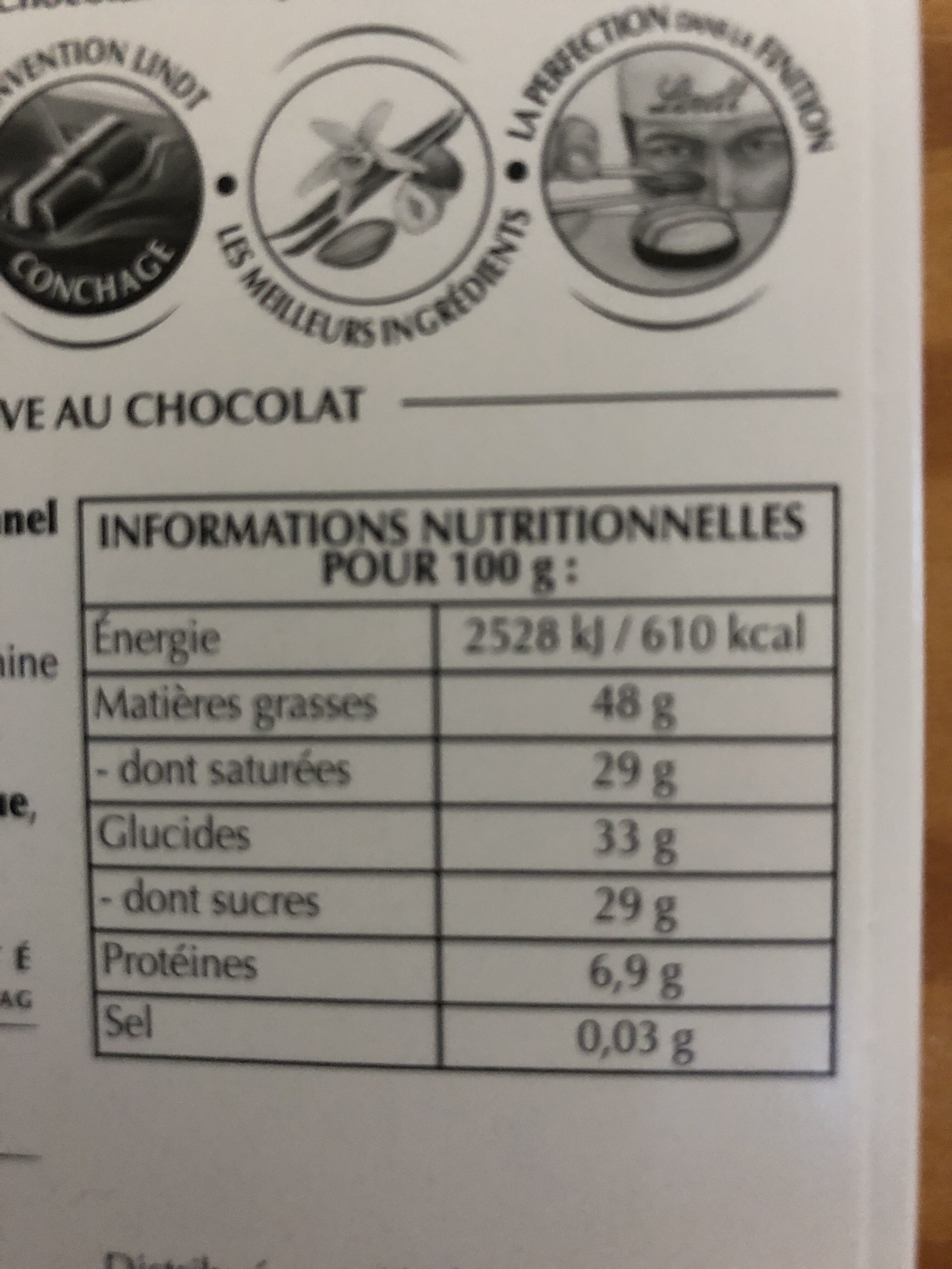 Doux 70% noir subtil - Ernæringsfakta - fr
