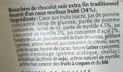 Sensation Fruit - Chocolat Noir - Myrtille & Açaï - Ingredients - fr