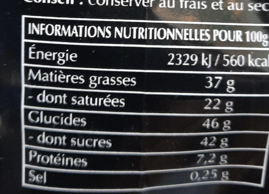 Chocolat carrés dégustation - Valori nutrizionali - fr