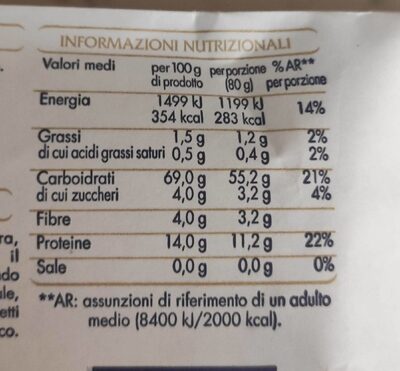 Spaghetti Pasta di Gragnano IGP - Valori nutrizionali