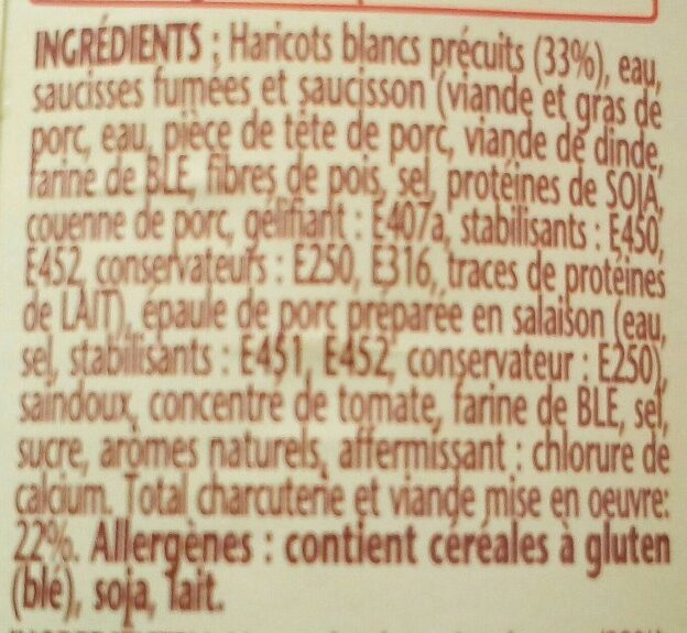 Le Cassoulet recette sans nitrite - المكونات - fr