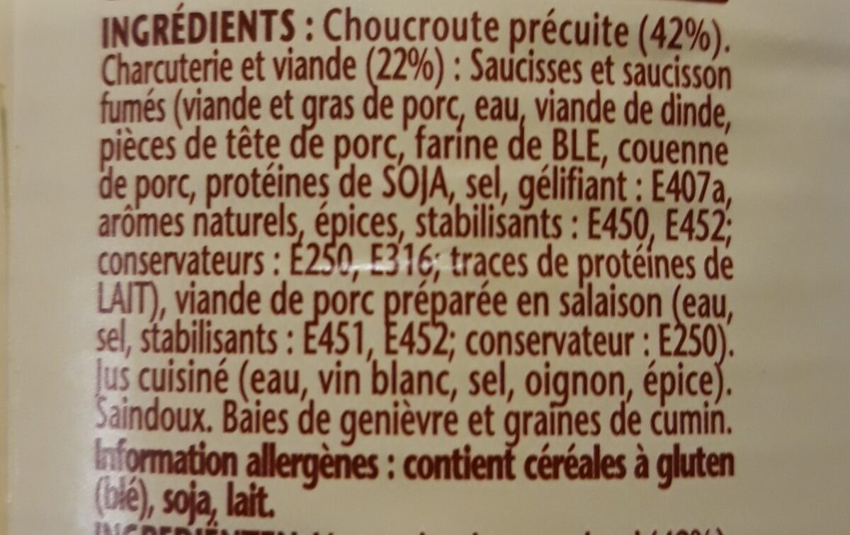 Choucroute - Ingrediënten - fr