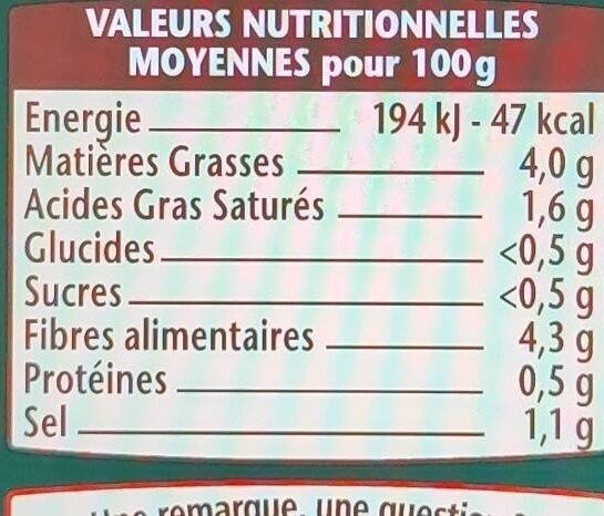 Choucroute william saurin - Tableau nutritionnel